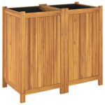 Jardinière avec doublure 84x42x75 cm bois massif d'acacia – Image 5