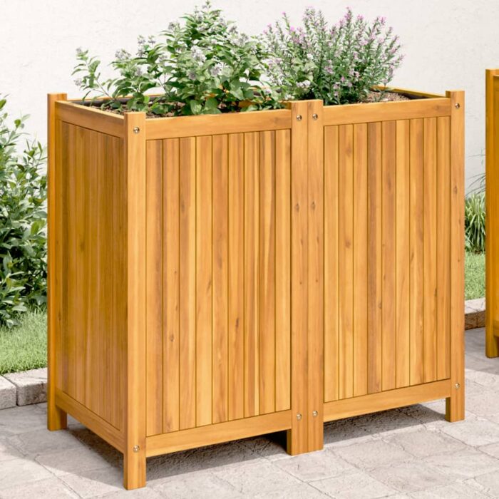 Jardinière avec doublure 84x42x75 cm bois massif d'acacia – Image 1