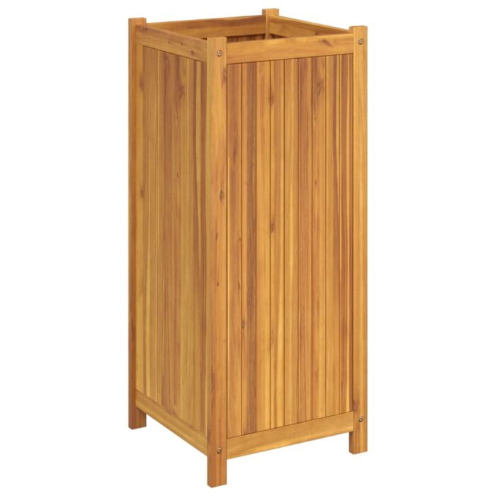 Jardinière avec doublure 42x42x100 cm bois massif d'acacia – Image 3