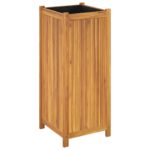 Jardinière avec doublure 42x42x100 cm bois massif d'acacia – Image 5