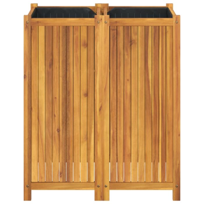 Jardinière avec doublure 84x42x100 cm bois massif d'acacia – Image 2