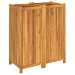 Jardinière avec doublure 84x42x100 cm bois massif d'acacia – Image 3