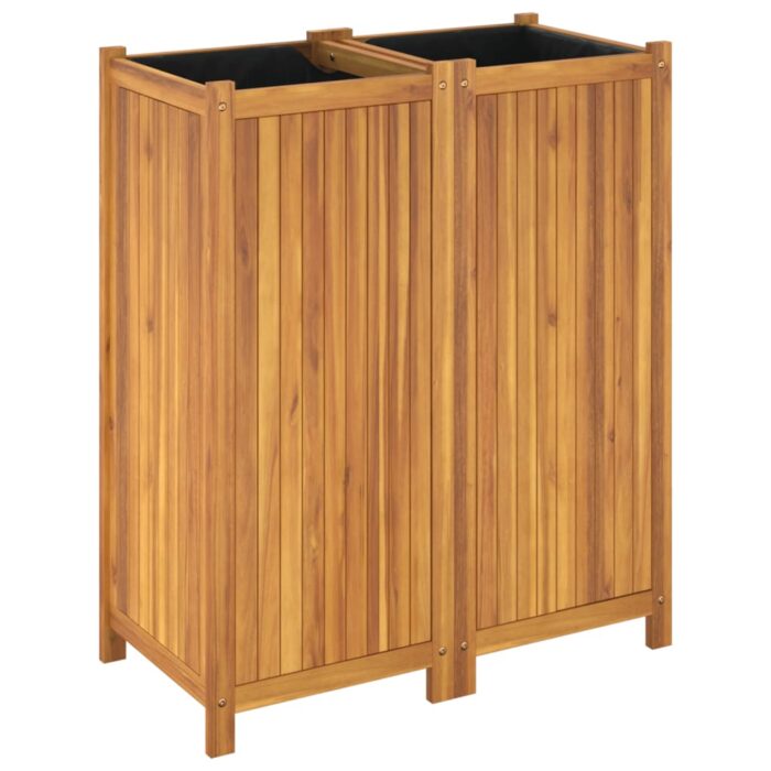 Jardinière avec doublure 84x42x100 cm bois massif d'acacia – Image 5