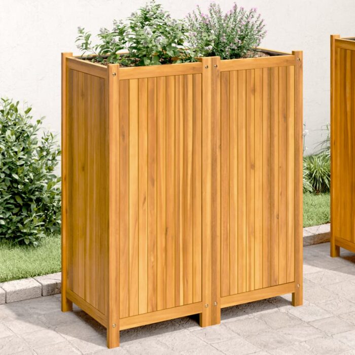 Jardinière avec doublure 84x42x100 cm bois massif d'acacia – Image 1