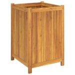 Jardinière avec doublure 50x50x75 cm bois massif d'acacia – Image 3