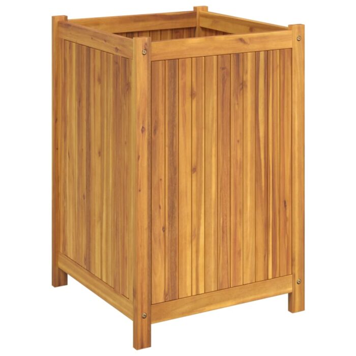 Jardinière avec doublure 50x50x75 cm bois massif d'acacia – Image 3