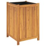 Jardinière avec doublure 50x50x75 cm bois massif d'acacia – Image 5