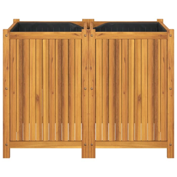 Jardinière avec doublure 100x50x75 cm bois massif d'acacia – Image 2