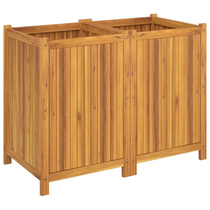 Jardinière avec doublure 100x50x75 cm bois massif d'acacia – Image 3