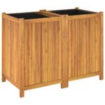 Jardinière avec doublure 100x50x75 cm bois massif d'acacia – Image 5