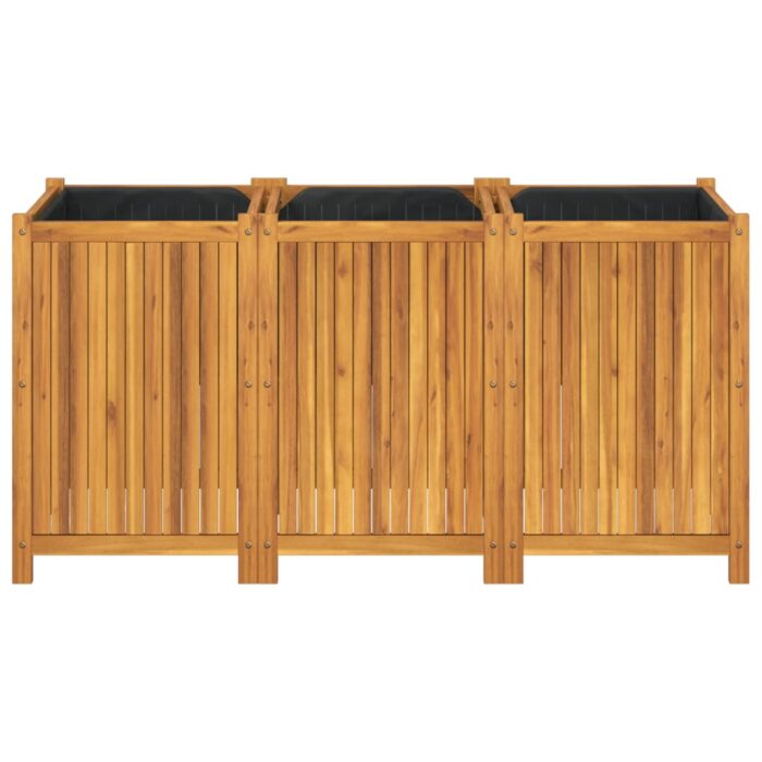 Jardinière avec doublure 150x50x75 cm bois massif d'acacia – Image 2
