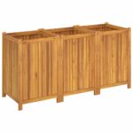 Jardinière avec doublure 150x50x75 cm bois massif d'acacia – Image 3