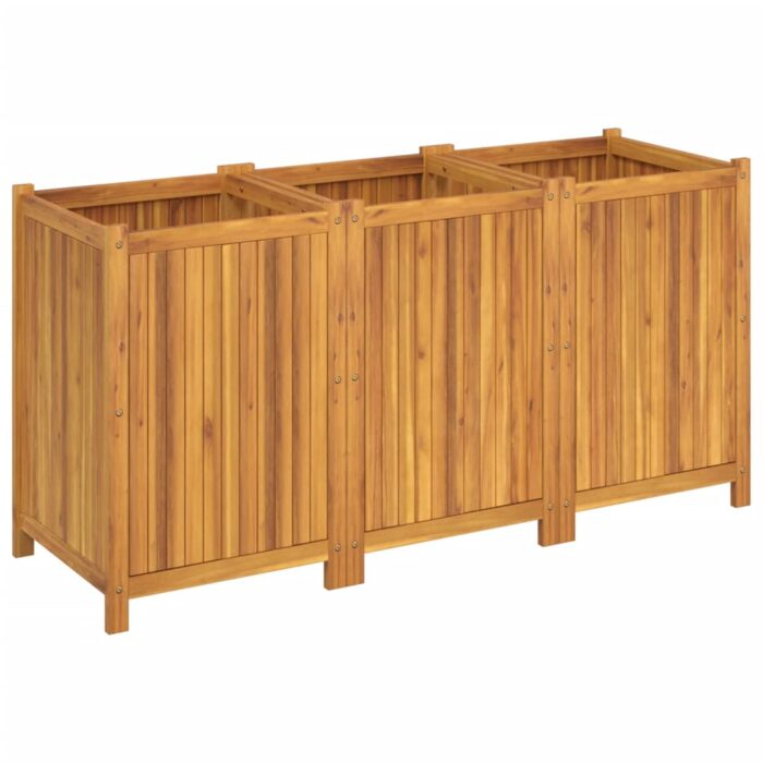 Jardinière avec doublure 150x50x75 cm bois massif d'acacia – Image 3