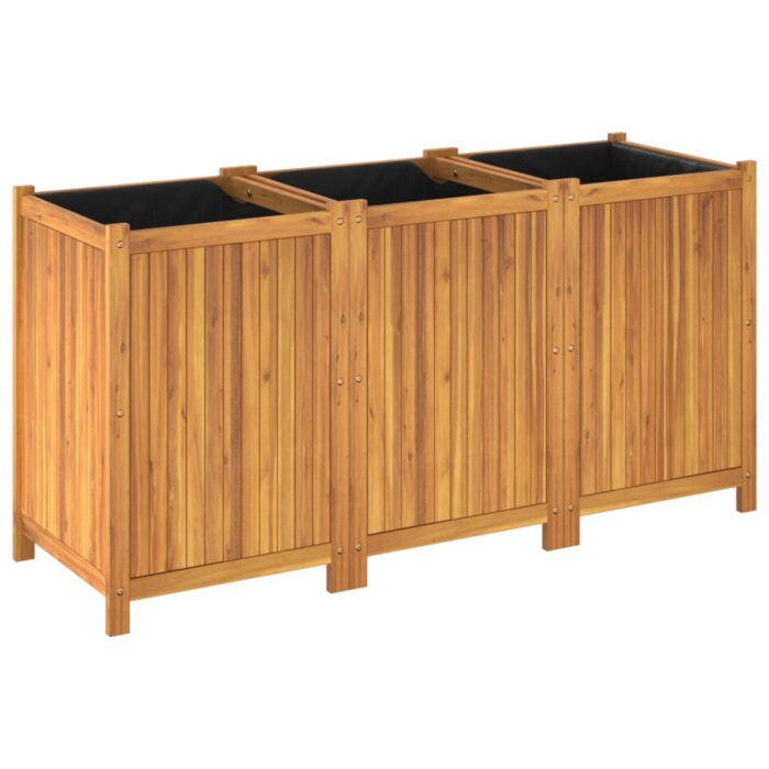 Jardinière avec doublure 150x50x75 cm bois massif d'acacia – Image 5