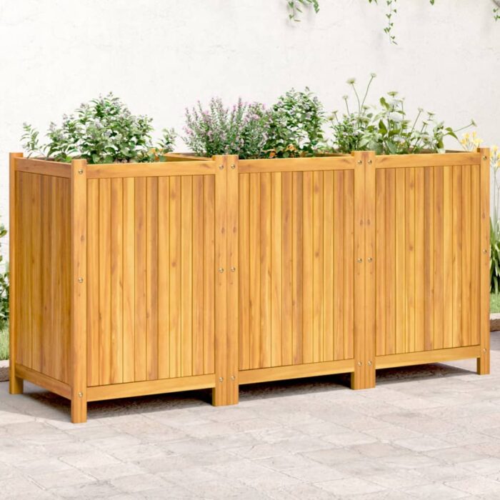 Jardinière avec doublure 150x50x75 cm bois massif d'acacia – Image 1