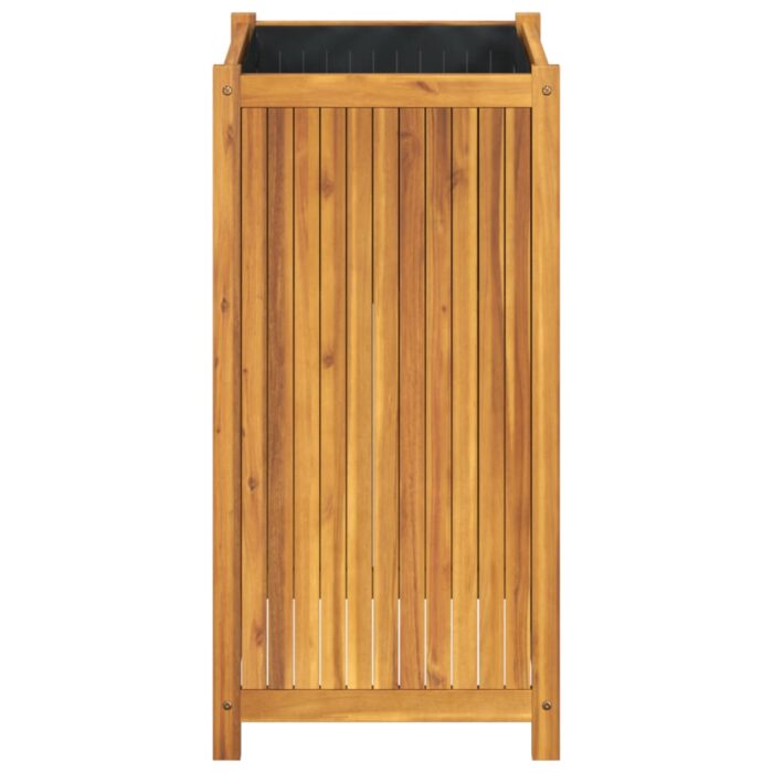 Jardinière avec doublure 50x50x100 cm bois massif d'acacia – Image 2