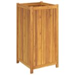 Jardinière avec doublure 50x50x100 cm bois massif d'acacia – Image 3