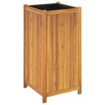 Jardinière avec doublure 50x50x100 cm bois massif d'acacia – Image 5