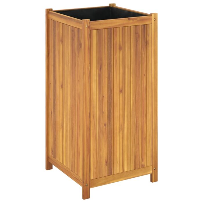Jardinière avec doublure 50x50x100 cm bois massif d'acacia – Image 5