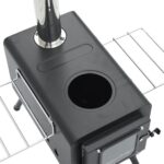 Poêle à bois de tente et cheminée et pieds pliables noir acier – Image 7