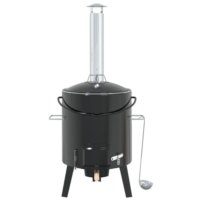 Canon à goulasch avec cheminée et couvercle noir acier émaillé – Image 2