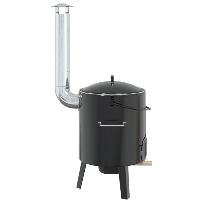 Canon à goulasch avec cheminée et couvercle noir acier émaillé – Image 3