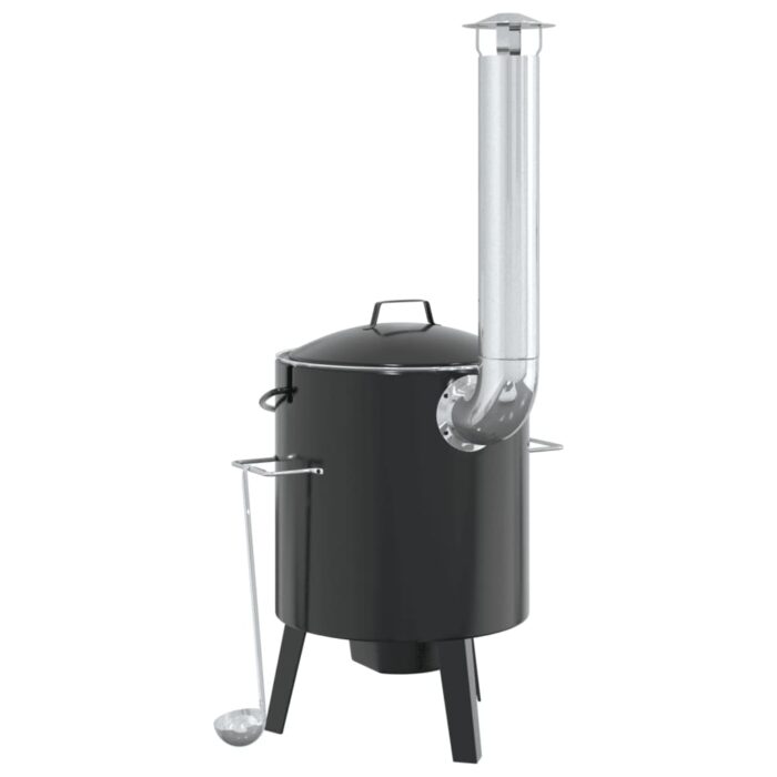 Canon à goulasch avec cheminée et couvercle noir acier émaillé – Image 4
