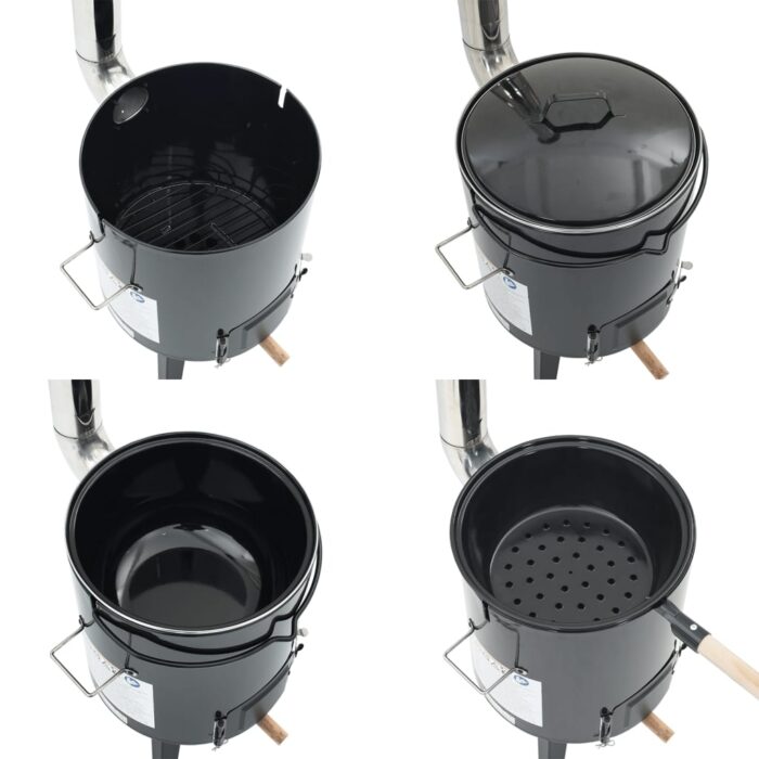 Canon à goulasch avec cheminée et couvercle noir acier émaillé – Image 5