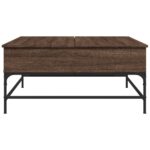 Table basse chêne marron 95x95x45 cm bois d'ingénierie et métal – Image 3