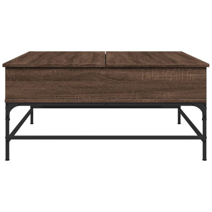 Table basse chêne marron 95x95x45 cm bois d'ingénierie et métal – Image 3