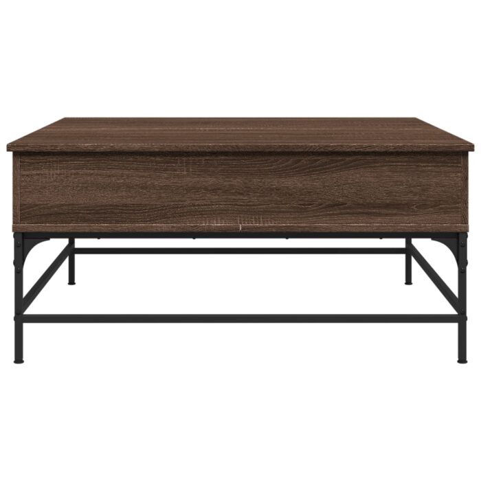 Table basse chêne marron 95x95x45 cm bois d'ingénierie et métal – Image 4