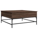 Table basse chêne marron 95x95x45 cm bois d'ingénierie et métal – Image 5