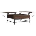 Table basse chêne marron 95x95x45 cm bois d'ingénierie et métal – Image 6