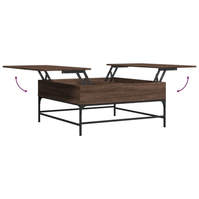 Table basse chêne marron 95x95x45 cm bois d'ingénierie et métal – Image 6