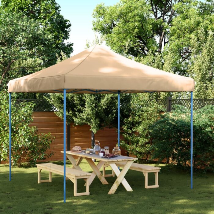 Tente de réception pliable escamotable beige 292x292x315 cm – Image 1