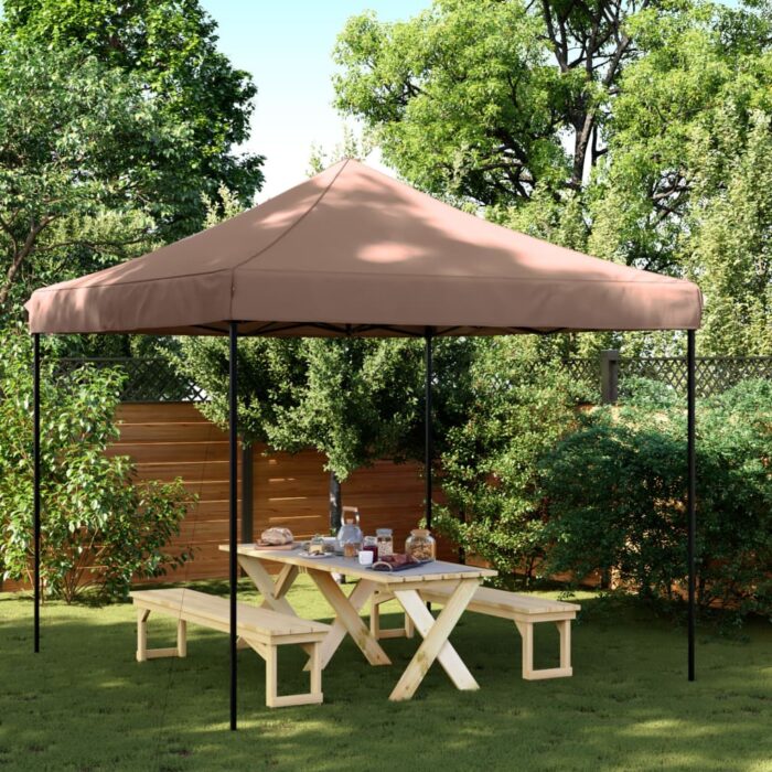 Tente de réception pliable escamotable marron 292x292x315 cm – Image 1