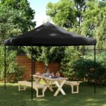 Tente de réception pliable escamotable noir 292x292x315 cm
