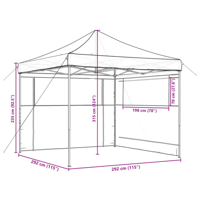Tente de réception pliable escamotable 2 parois latérales noir – Image 7