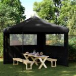 Tente de réception pliable escamotable 2 parois latérales noir