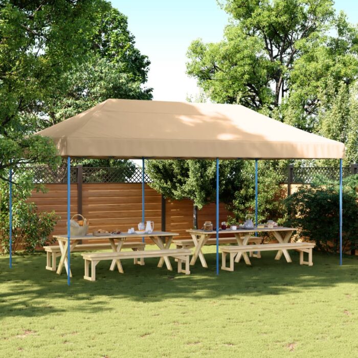 Tente de réception pliable escamotable beige 580x292x315 cm – Image 1
