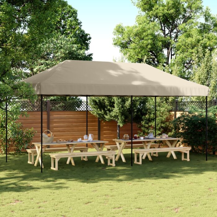 Tente de réception pliable escamotable taupe 580x292x315 cm – Image 1