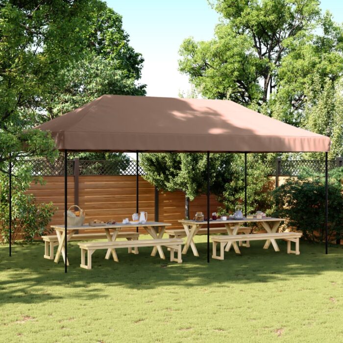 Tente de réception pliable escamotable marron 580x292x315 cm – Image 1