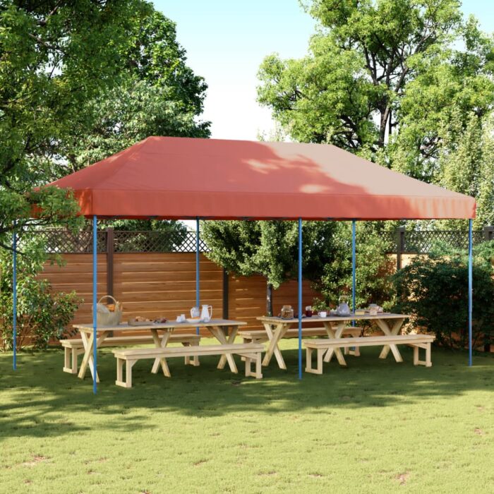 Tente réception pliable escamotable terre cuite 580x292x315 cm – Image 1