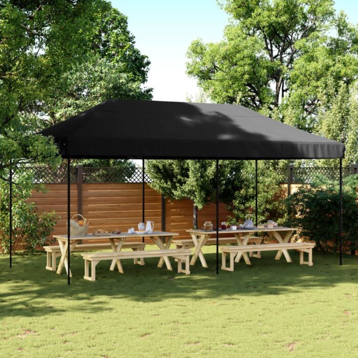 Tente de réception pliable escamotable noir 580x292x315 cm – Image 1
