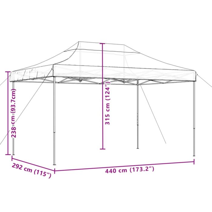 Tente de réception pliable escamotable bordeaux 440x292x315 cm – Image 7