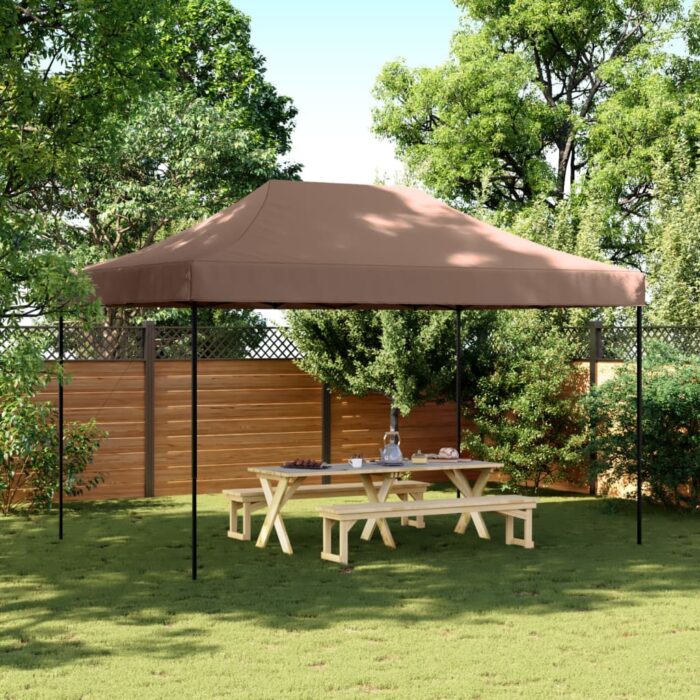 Tente de réception pliable escamotable marron 440x292x315 cm – Image 1