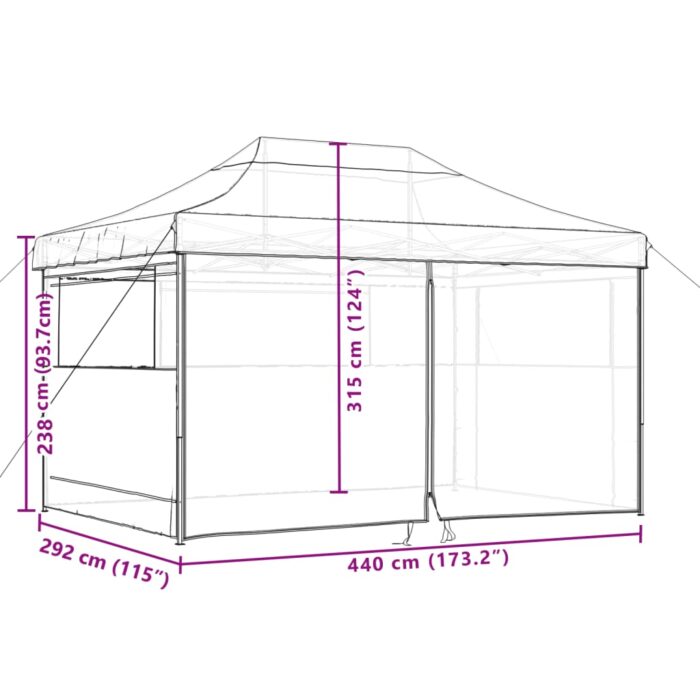 Tente de réception pliable escamotable 4 parois latérales vert – Image 8