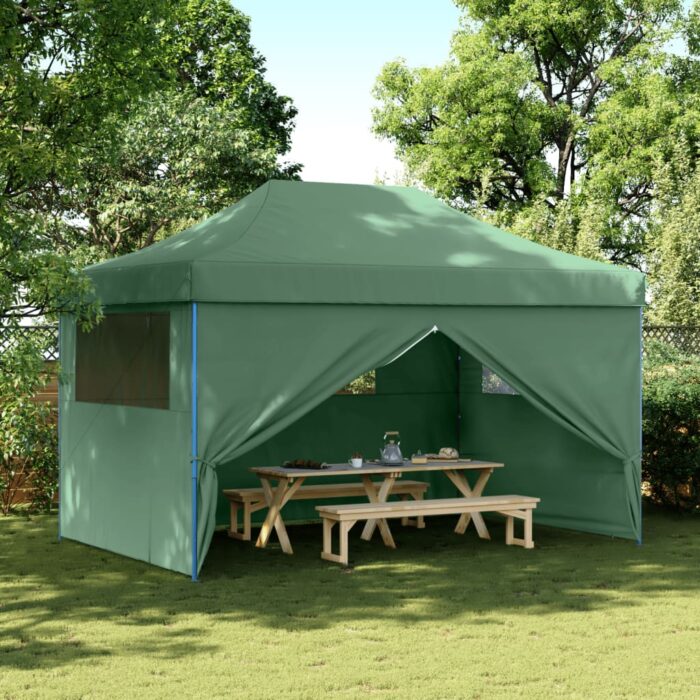 Tente de réception pliable escamotable 4 parois latérales vert – Image 1