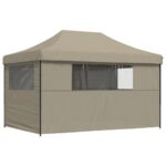 Tente de réception pliable escamotable 4 parois latérales taupe – Image 3