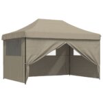 Tente de réception pliable escamotable 4 parois latérales taupe – Image 5